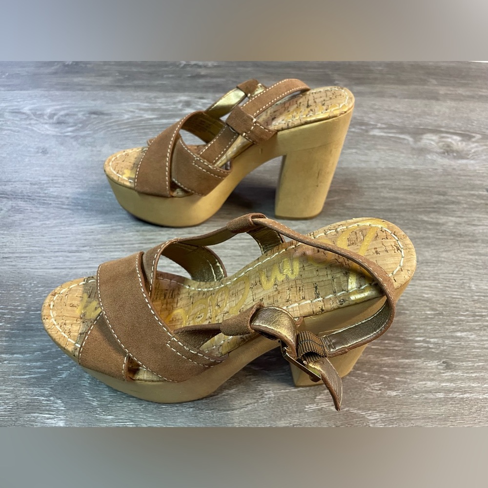 Sam Edelman Brown Suede Platform Sandal Heels